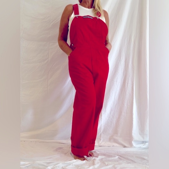 Game Bibs Red Denim Overalls - Picture 11 of 12